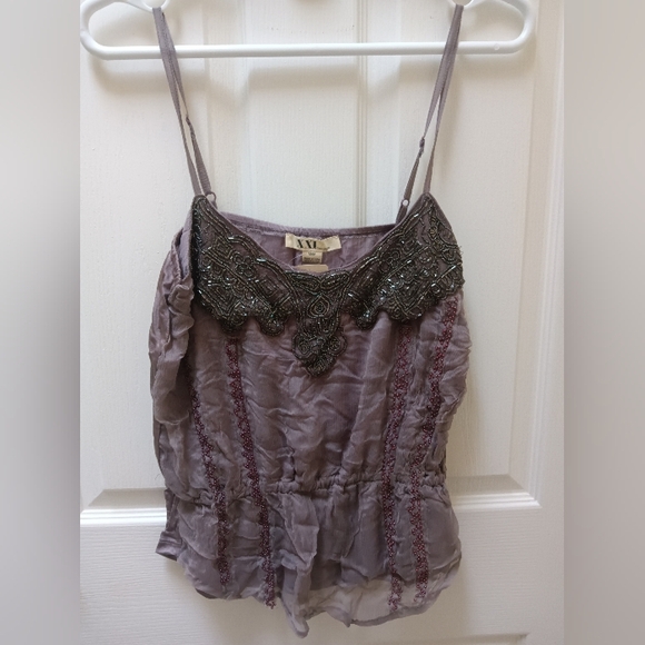 Forever 21 Tops - Forever 21 Dark Grey Beaded Woven Tank Top, Medium, New With Tag